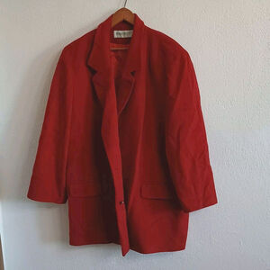 Vtg Henry White Ireland Cashmere & Wool Red Jacket Blazer Button Sz 14 READ